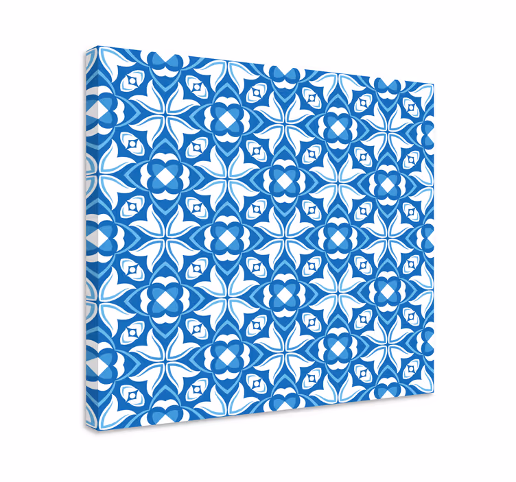 Cuadro moderno patrón azul intrincado - TenVinilo
