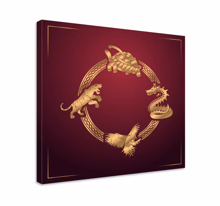 Cuadro animales Cuatro símbolos dragón tigre - TenVinilo