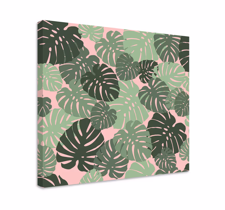 Cuadro de flores con motivos de hojas tropicales - TenVinilo