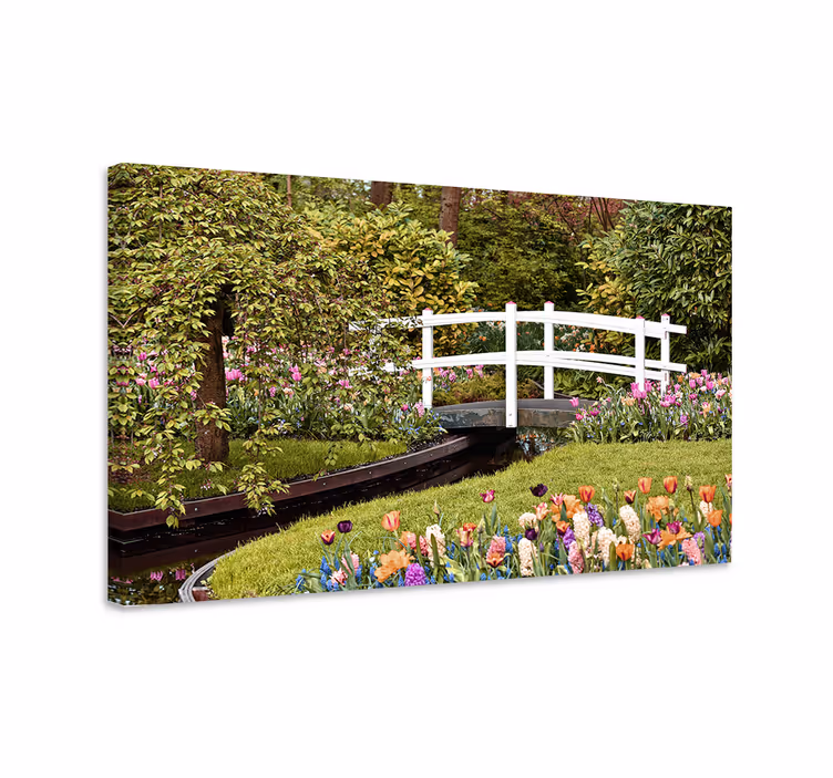Cuadro de flores puente de jardín serenidad - TenVinilo