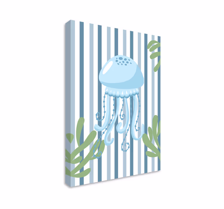 Cuadro para baño Criaturas marinas medusas azules - TenVinilo