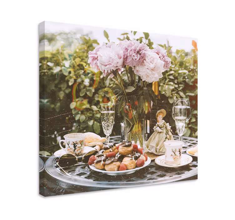 Cuadro de flores ambientación de té por la tarde - TenVinilo