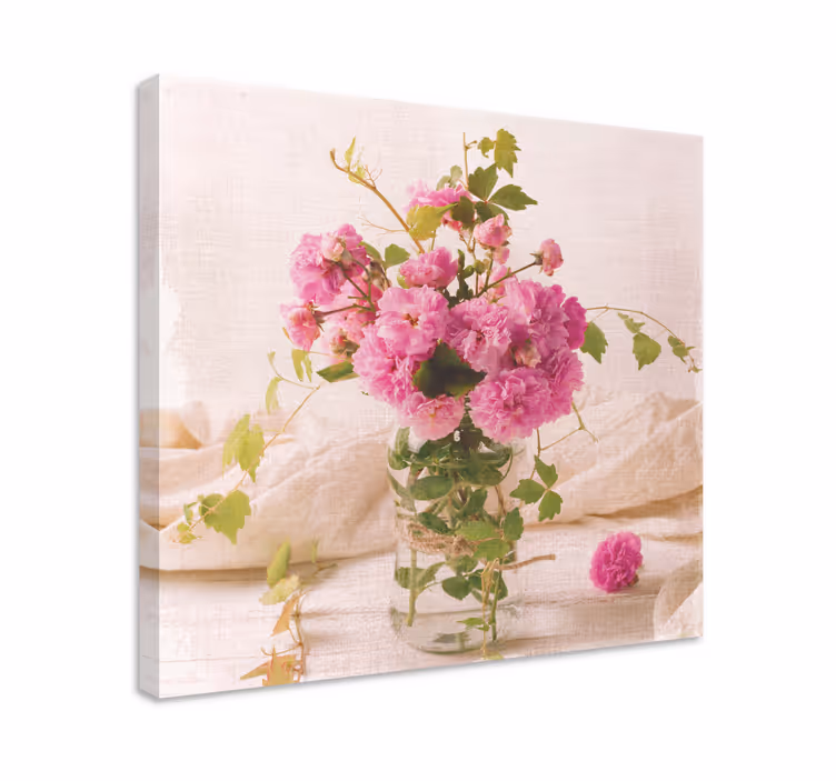 Cuadro de flores composición botánica rosada - TenVinilo