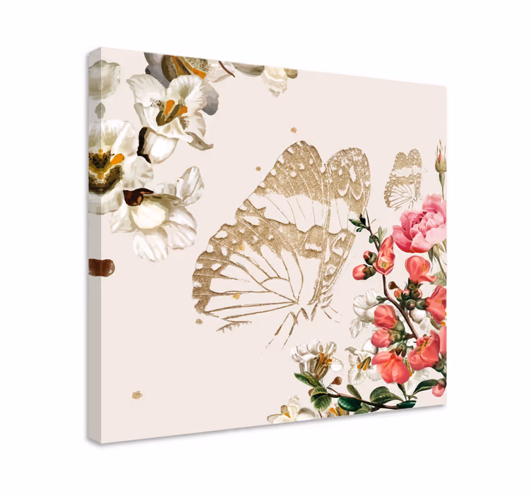 Cuadro mariposas flores de mariposa dorada - TenVinilo