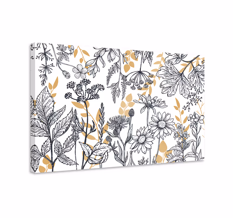 Cuadro de flores Variación de "glamour floral" con oro - TenVinilo