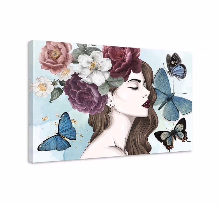 Cuadro en arte Estilo glamour mujer flores - TenVinilo