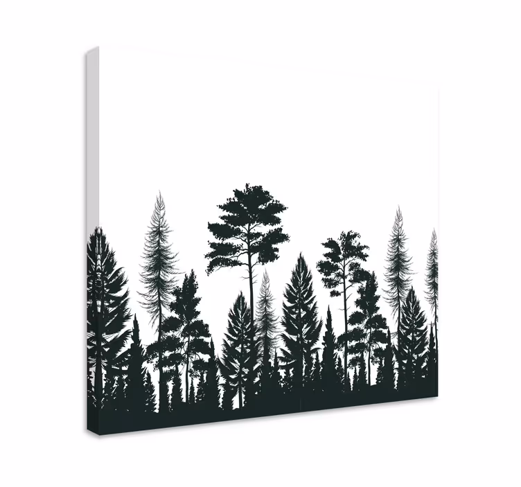 Cuadro de árboles silueta de coníferas - TenVinilo
