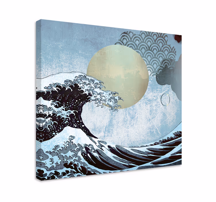 Cuadro paisajes olas y luna - TenVinilo