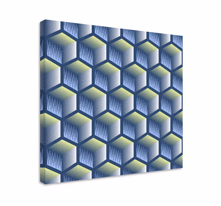 Cuadro figuras geométricas patrón cubo hexagonal - TenVinilo