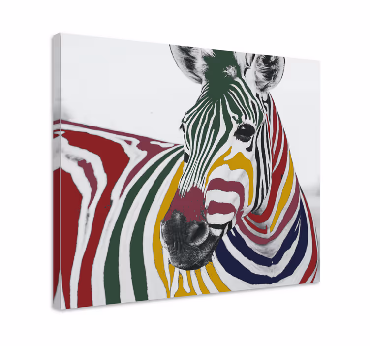Cuadro animales retrato de cebra colorido - TenVinilo
