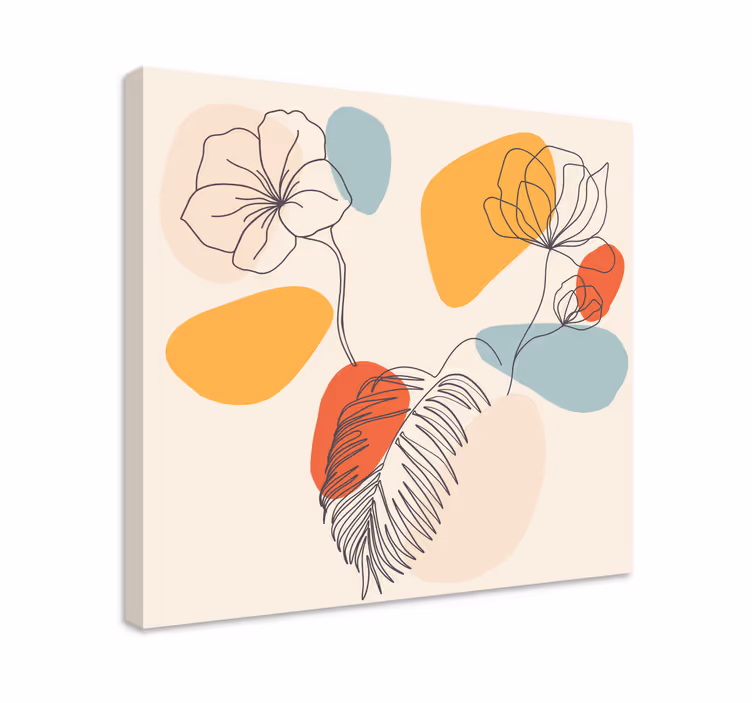 Cuadro de flores líneas de flores superpuestas - TenVinilo