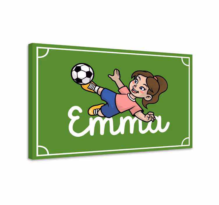 Cuadro personalizable Chica futbolista con nombre - TenVinilo
