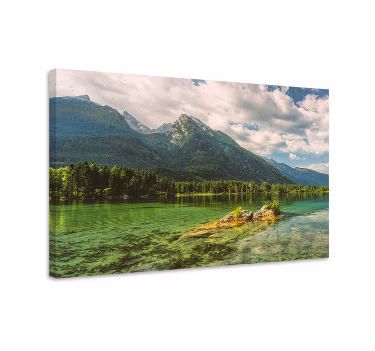 Cuadro paisajes Lago montañas y nubes - TenVinilo