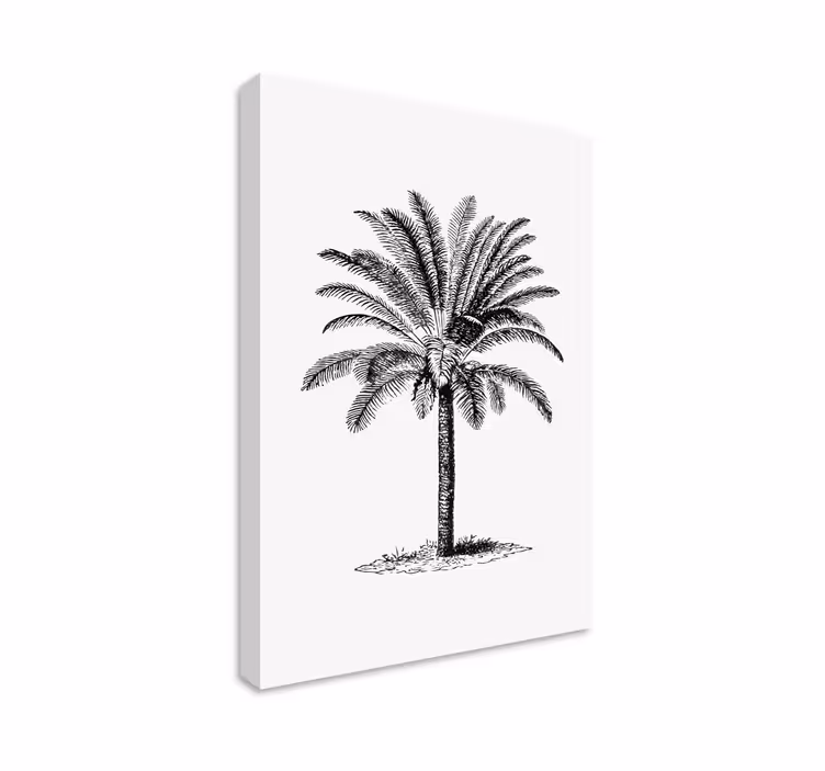 Cuadro silueta arbol de palma en tinta - TenVinilo