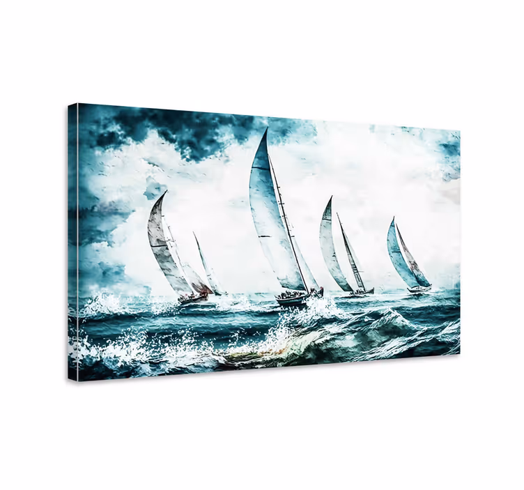 Cuadro comedor pintura veleros en el mar - TenVinilo