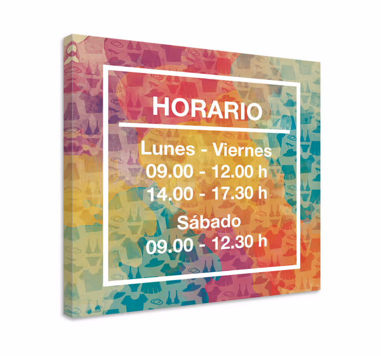 Cuadro personalizable horario apertura - TenVinilo