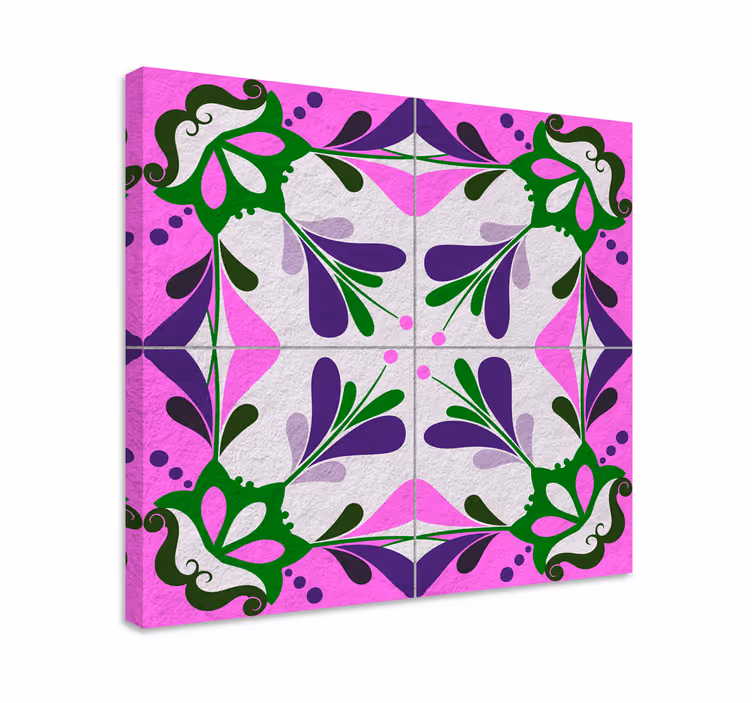 Cuadro vintage azulejo hidráulico rosa - TenVinilo