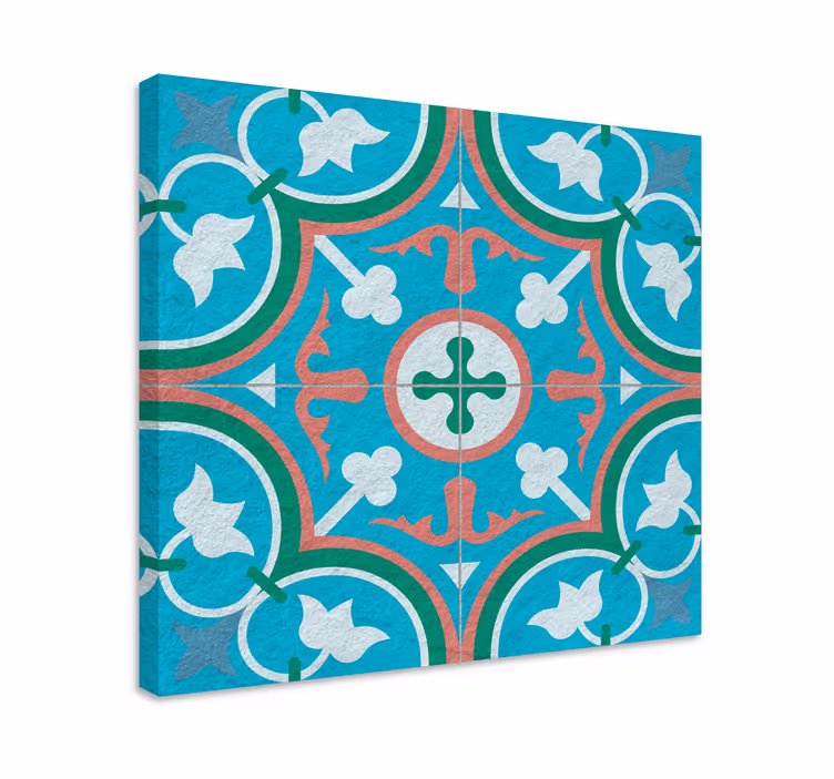 Cuadro vintage azulejo hidráulico azul - TenVinilo