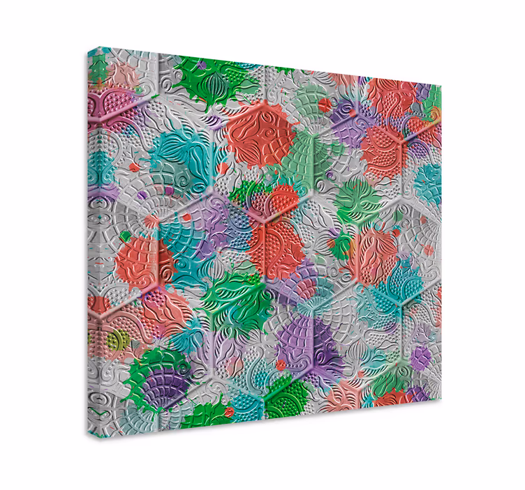 Cuadro retro baldosas Gaudí manchas coloridas - TenVinilo
