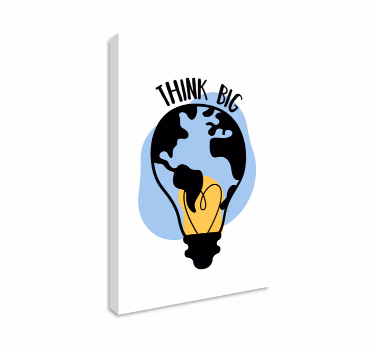 Cuadro motivador Think big mundo en ampolleta - TenVinilo