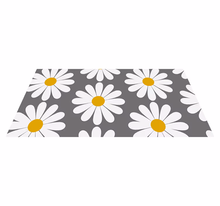 Alfombra vinílica baño margarita con fondo gris - TenVinilo