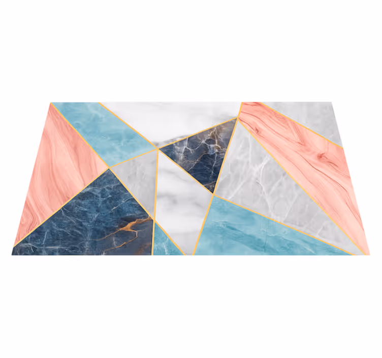 Alfombra vinílica imitación mármol diseño geométrico colorido - TenVinilo