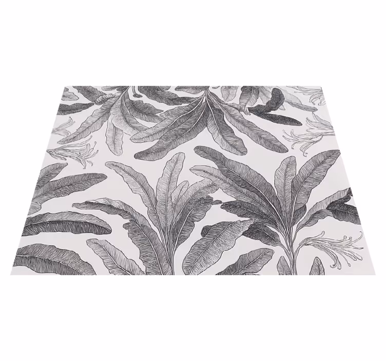 Alfombra de vinilo para cocina palmas grises elegantes - TenVinilo