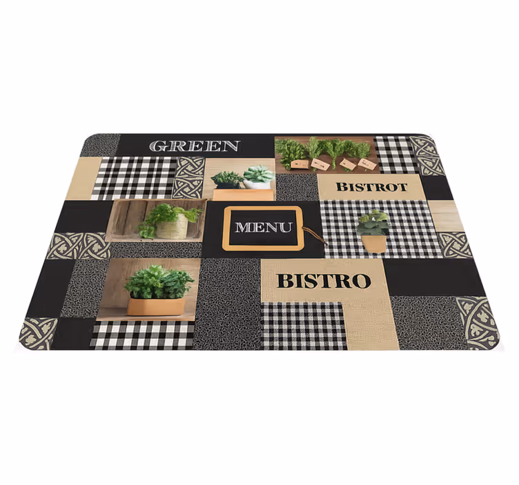 Alfombra de vinilo para cocina bistro en blanco y negro - TenVinilo