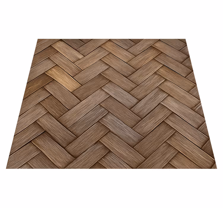 Alfombra vinílica salón aspecto madera trenzada - TenVinilo