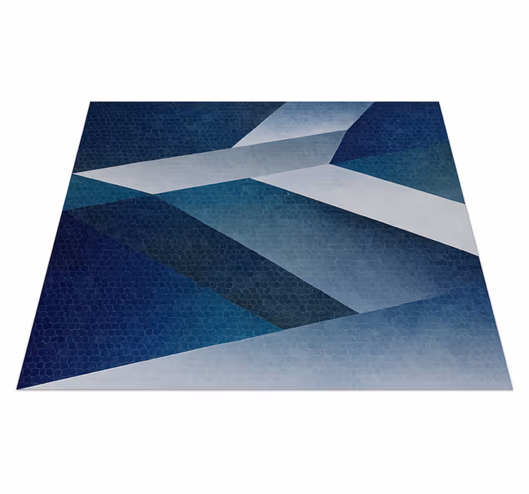 Alfombra vinílica salón diseño de fragmentos azules - TenVinilo