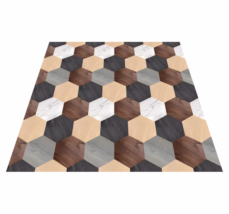 Alfombra de vinilo para cocina hexágonos de madera mixta - TenVinilo