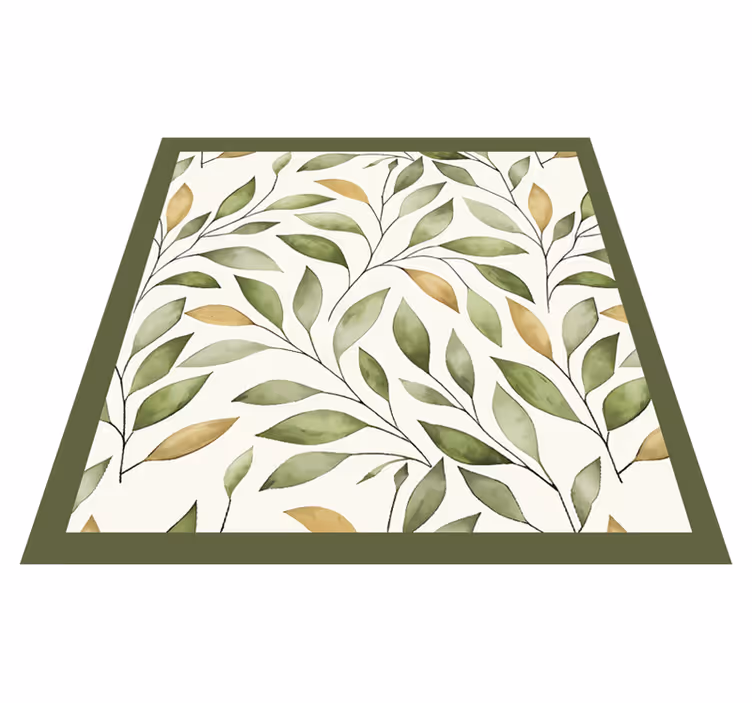 Alfombra de vinilo para cocina sendero de hojas acuareladas - TenVinilo
