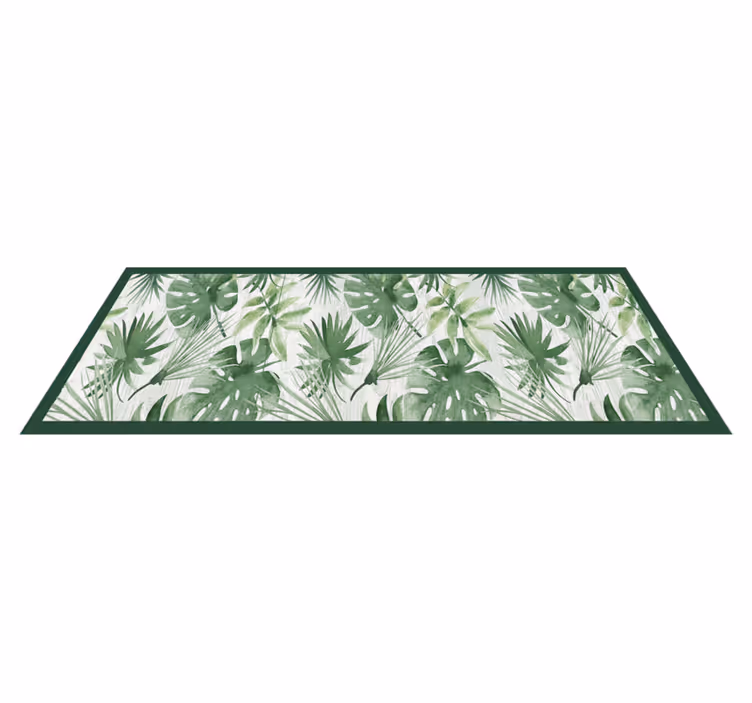 Alfombra de vinilo para cocina hojas tropicales acuareladas - TenVinilo