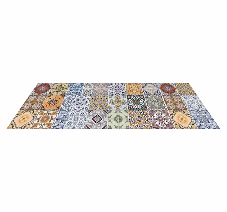 Alfombra de vinilo para cocina patchwork mediterráneo - TenVinilo