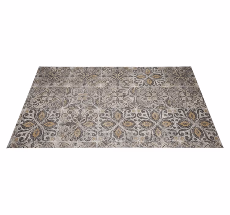 Alfombra de vinilo para cocina arabesco ornamental carbón - TenVinilo