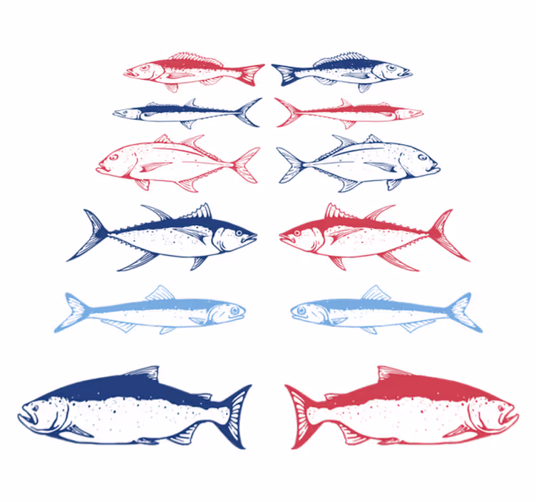 Alfombra vinílica animales diseño de peces dibujados - TenVinilo