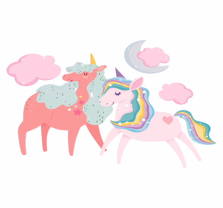 Alfombra vinílica animales unicornio pequeño y yegua - TenVinilo