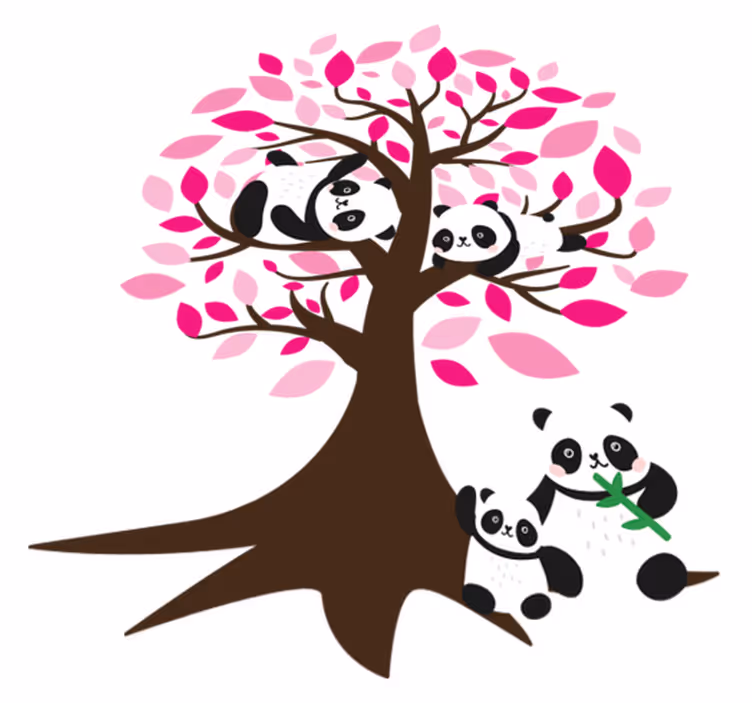 Alfombra vinílica animales árbol con pandas - TenVinilo