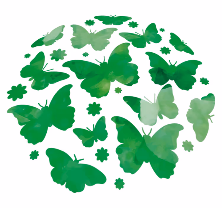 Alfombra vinílica animales mariposas verdes acuareladas - TenVinilo