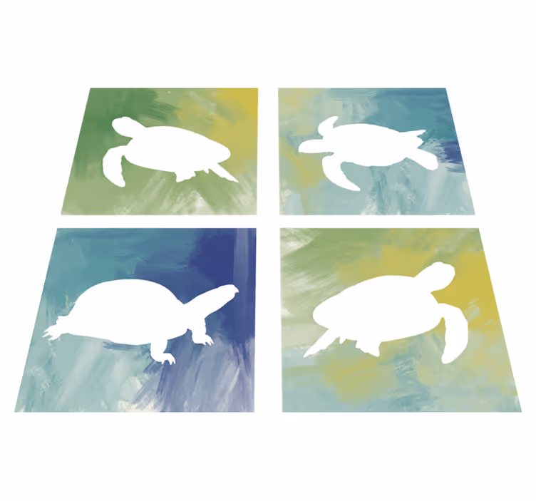 Alfombra vinílica animales baldosas de tortugas coloridas - TenVinilo