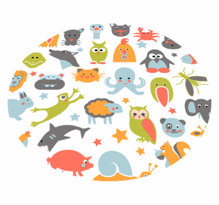 Alfombra vinílica animales en círculo - TenVinilo