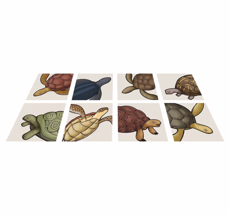 Alfombra vinílica animales tortugas variadas - TenVinilo