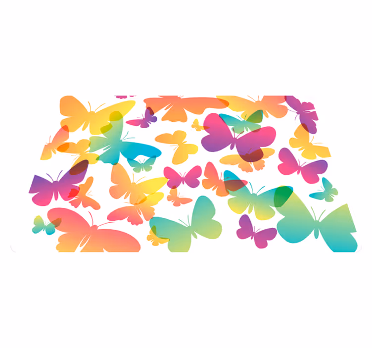Alfombra vinílica animales mariposas degradadas - TenVinilo