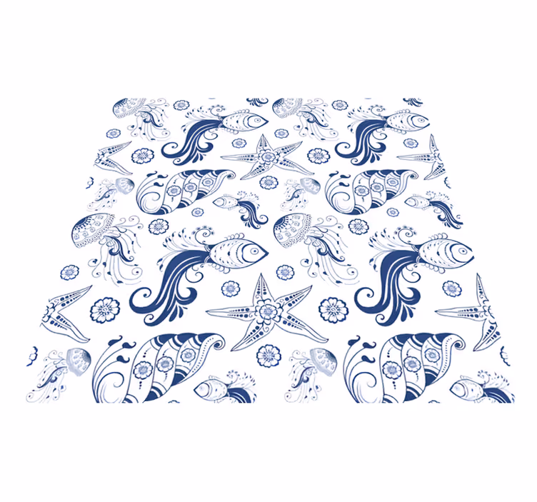 Alfombra vinílica animales vida marina ornamental - TenVinilo