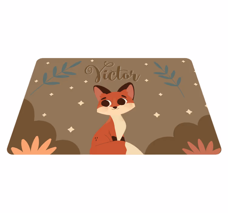 Alfombra vinílica animales zorrito lindo con nombre - TenVinilo