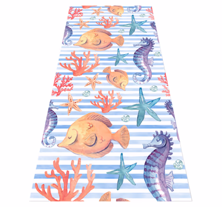 Alfombra vinílica animales azulejos de vida marina - TenVinilo