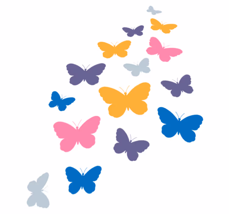 Alfombra vinílica animales mariposas multicolores volando - TenVinilo