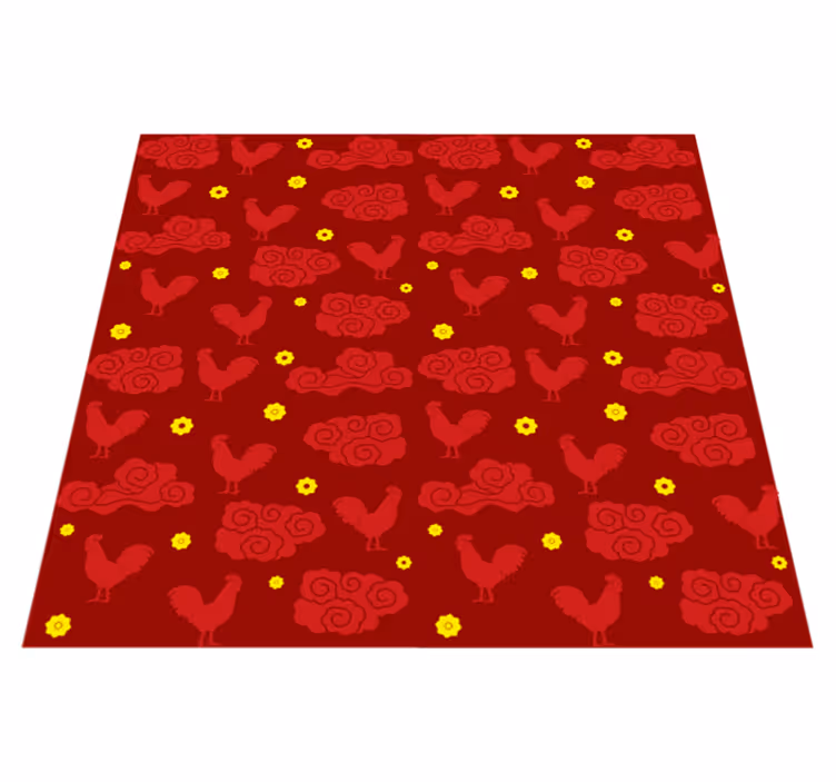 Alfombra vinílica animales patrón de gallinas estilo chino - TenVinilo