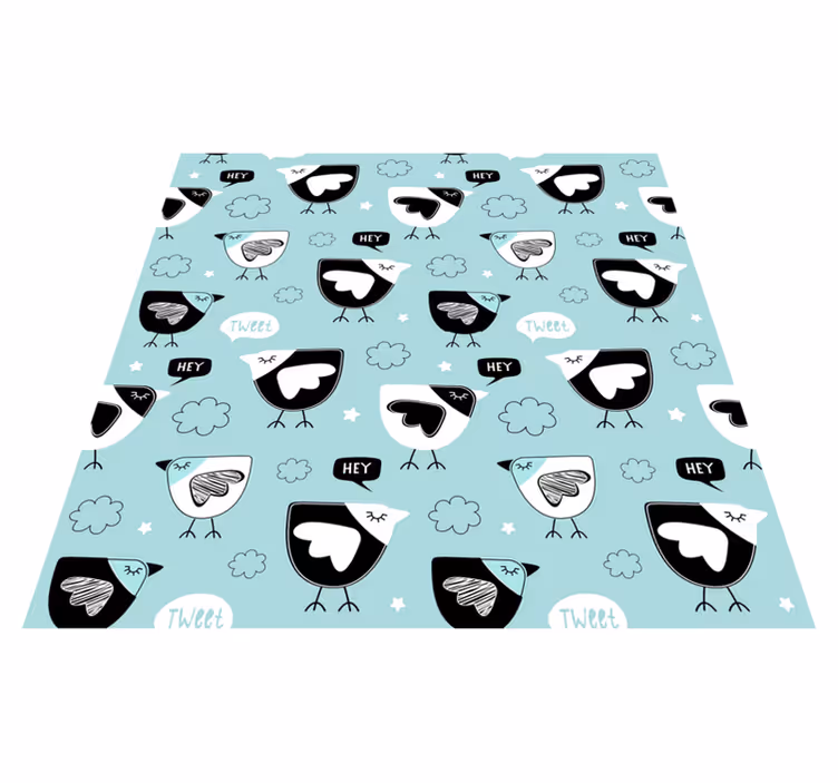 Alfombra vinílica animales patrón gallinas negras - TenVinilo