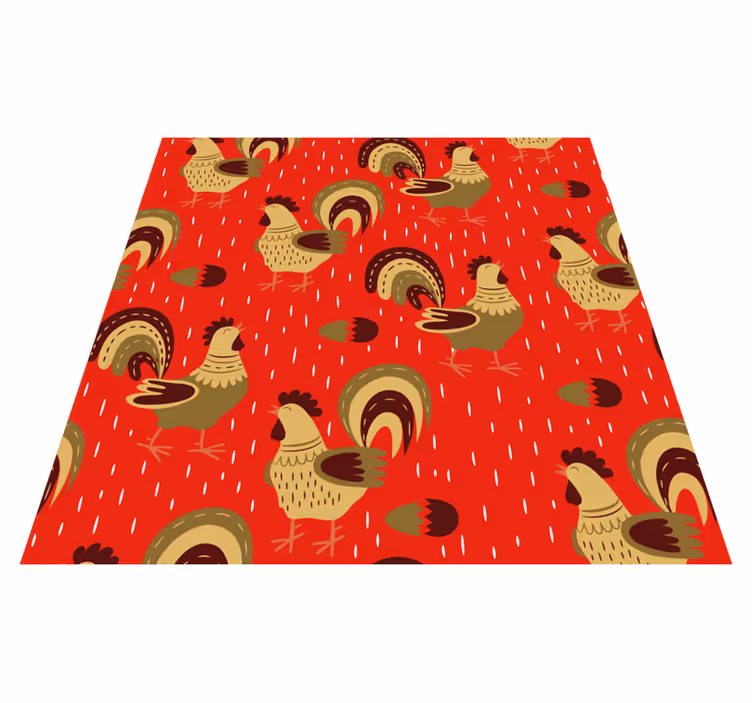 Alfombra vinílica animales patrón gallo chino - TenVinilo